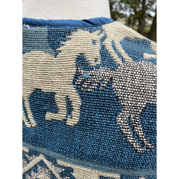 Vintage Keren Hart Tapestry Vest L Horse Pattern Blue Cotton Western Style - Picture 9 of 12